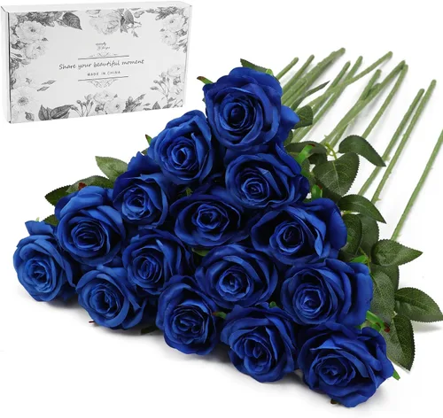 Vista 29 de Rosas artificiales negras – 10 piezas de rosas artificiales falsas de seda con tallos para decoración del hogar, boda, hotel, oficina, centro de mesa