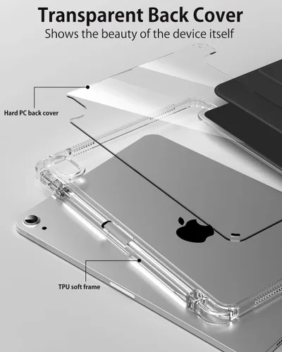 Vista 3 de Compatible con iPad (A16) de 11ª generación de 11 pulgadas 2025, funda para iPad de 10.9 pulgadas 2022, parte trasera transparente y cubierta