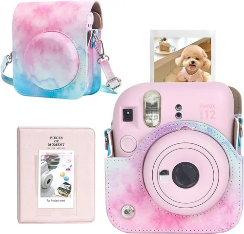 Vista 12 de CAIYOULE Camera Case for Fujifilm Instax Mini 12 Instant Film Camera Blossom rosado