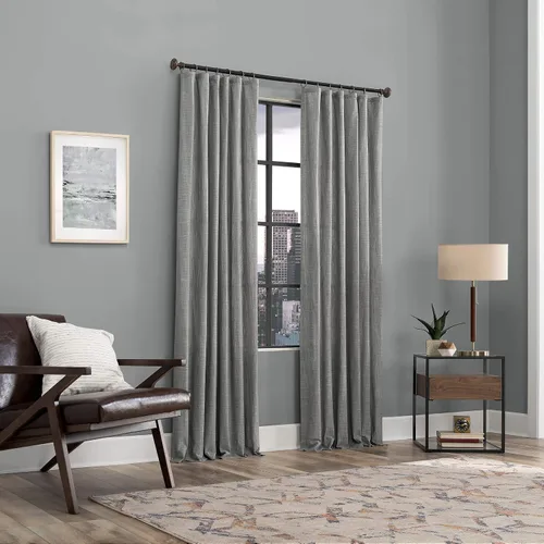 Vista 6 de Scott Living Delton - Panel de cortina semitransparente de 100 % algodón lavado a la piedra, 52 x 84 pulgadas, gris Pecan