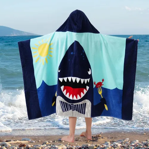 Vista 5 de Toallas de baño para niños Bavilk, toallas para niños con capucha para niñas y niños, para playa, baño, piscina, toallas de natación de 76 × 127 CM