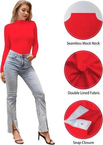 Vista 2 de MANGOPOP Body sin mangas de manga larga con cuello de tortuga falsa para mujer