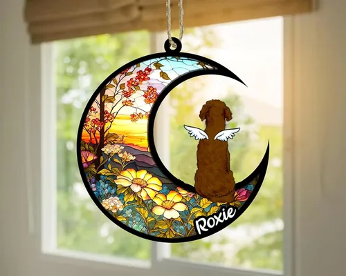 Vista 620 de LOVELYPOD Adorno de Navidad personalizado para perro Basset Hound (marrón) Basset Hound (marrón) adorno para atrapasoles de perro, razas de perros