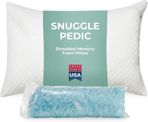 Vista 10 de Almohada estándar de espuma viscoelástica triturada Snuggle-Pedic para dormir - Refrescante y con soporte para el cuello, la espalda y los hombros