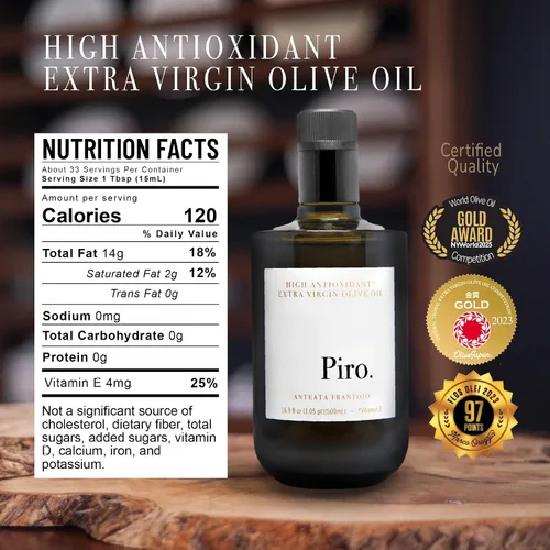 Vista 2 de Piro Aceite de oliva virgen extra prémium prensado en frío, cosecha temprana, recogido a mano, aceite de oliva italiano rico en polifenoles