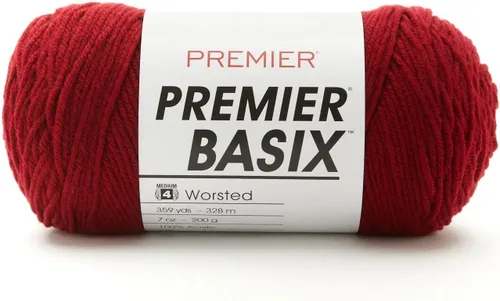 Vista 10 de Premier Yarns Basix, hilo de estambre sólido, hecho de acrílico, hilo ideal para ganchillo y tejido, color blanco, 359 yardas