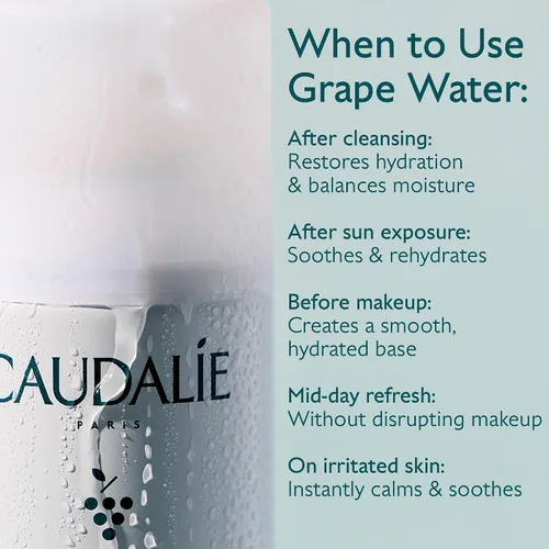 Vista 4 de Caudalie Spray facial hidratante con agua de uva: espray facial orgánico calmante para hidratar y fortalecer instantáneamente la barrera de la piel