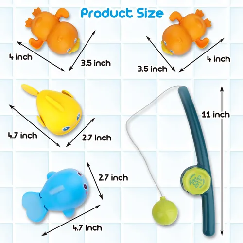 Vista 7 de Dwi Dowellin Juguetes de Baño para Niños Pequeños, Juegos Magnéticos de Pesca para Niños, Juguetes de Bañera, Juguetes de Agua Flotantes sin Moho