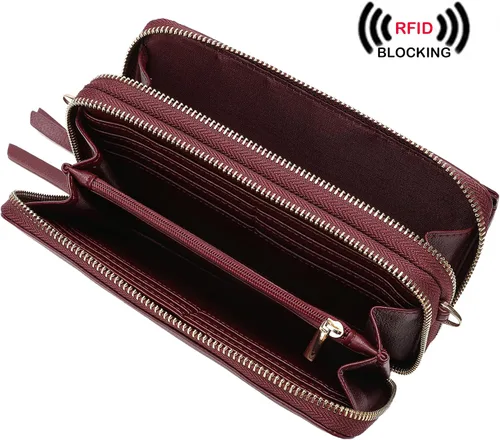 Vista 2 de Lanyani Cartera cruzada RFID con bolsillo para teléfono para mujer, cuero vegano