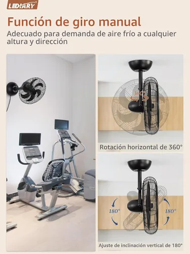 Vista 3 de LEDIARY Ventilador pequeño de montaje en pared de 16 pulgadas y control Negro