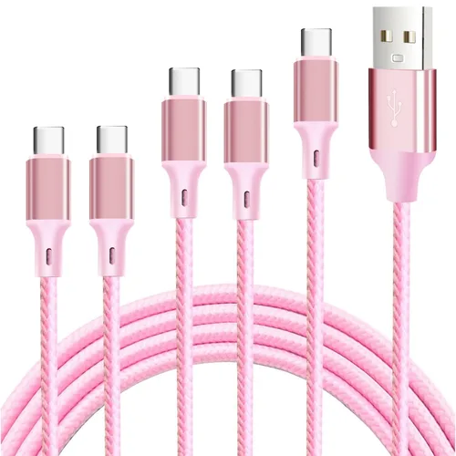 Vista 19 de Cable de carga USB A a USB C, paquete de 5 [3/3/6/6/10 pies] cable de carga rápida tipo C de alta velocidad de datos y transferencia compatible