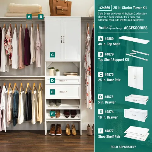 Vista 5 de Cubículo ClosetMaid SuiteSymphony de 25 x 6 pulgadas