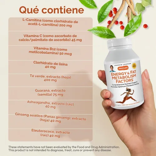Vista 3 de ANDREW LESSMAN ProCaps Energy & Fat Metabolism Factors 60 Cápsulas
