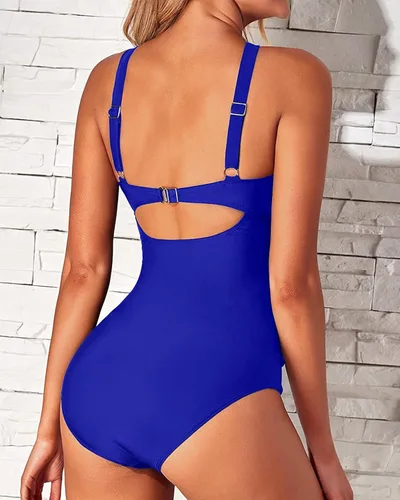 Vista 2 de Tempt Me Traje de baño de una pieza para mujer con abertura frontal cruzada y control de abdomen y espalda descubierta