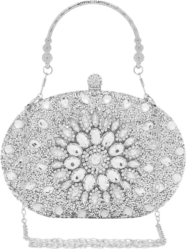 Vista 11 de SH Bolsos de mano para mujer, bolso formal de noche con diamantes de imitación, bolsos brillantes para boda, fiesta, cóctel, baile de graduación