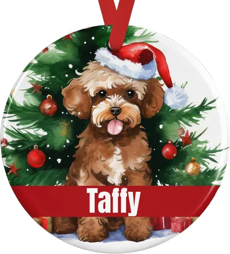 Vista 11 de Personalized Fawn Pug Ceramic Christmas Ornament, 3-Inch
