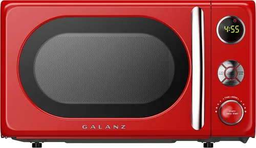 Vista 12 de Galanz GLCMKZ11BKR10 - Horno microondas retro de encimera, con funciones de cocción y recalentamiento automáticos, descongelación, inicio rápido