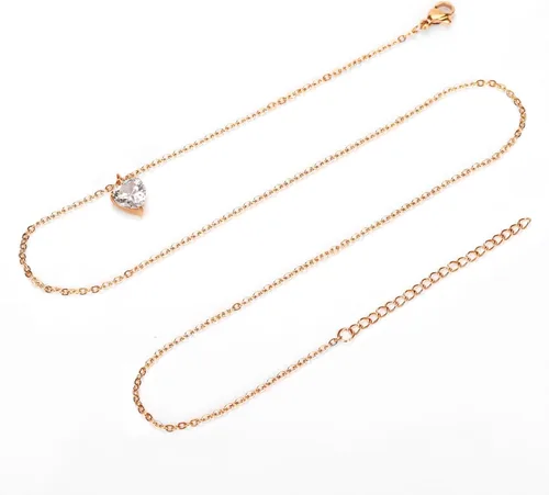 Vista 6 de 3 collares circulares de corazón con gotas de agua para mujer, collares delicados para mujer, collares modernos de acero inoxidable