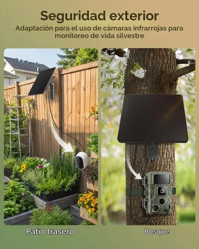 Vista 9 de KJK Panel solar de 6 W para cámara de anillo, cargador de panel solar de cámara de rastro con batería de 5000 mAh para cámara de juegos y cámara