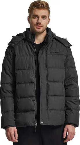 Vista 3 de Wantdo Abrigo de invierno con capucha para hombre, chaqueta acolchada cálida, abrigo de algodón grueso con capucha extraíble