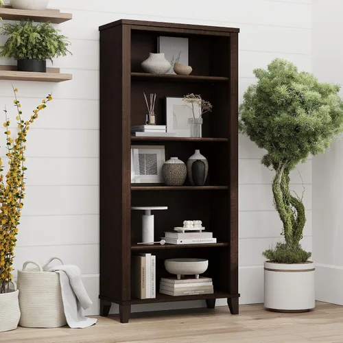 Vista 2 de Bush Furniture Somerset - Estantería alta de 5 niveles en acabado cereza moca