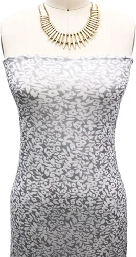Vista 2 de Texco Inc Tie Dye Ombre/Floral Pattern Poly Power Mesh Fabric/4-Way Stretch Knit Prints Ropa atlética Ropa de vestir, tela de bricolaje, gris plata