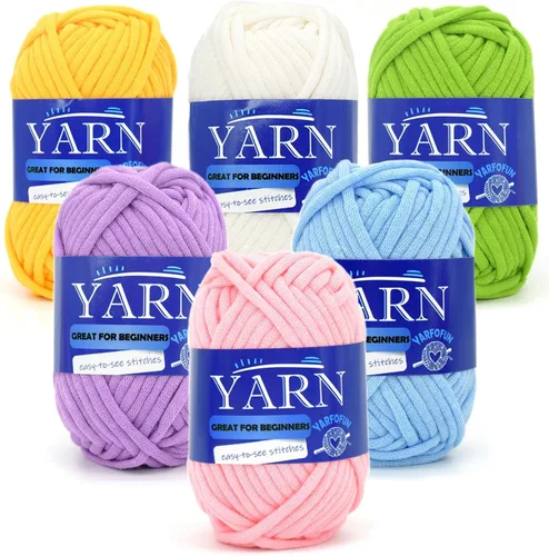 Vista 15 de Paquete de 6 hilos de ganchillo para principiantes, colores arcoíris, multicolor, hilo de ganchillo de algodón para tejer a ganchillo, para Serie