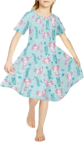 Vista 3 de SEANATIVE Vestido de manga corta para niñas de 3 a 14 años