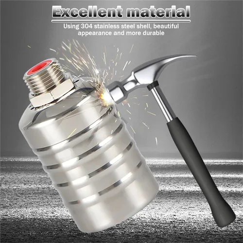 Vista 4 de Stainless Steel Floating Ball Valve Automatic Water Level Control 1/2 3/4 Float Tank Tower Shutoff(1/2",Side Water Inlet)