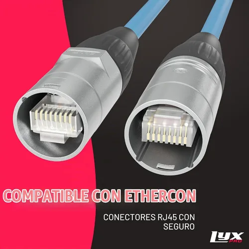 Vista 7 de LyxPro - Cable RJ45 Cat6 Ethercon blindado de 25 pies, macho a macho, azul
