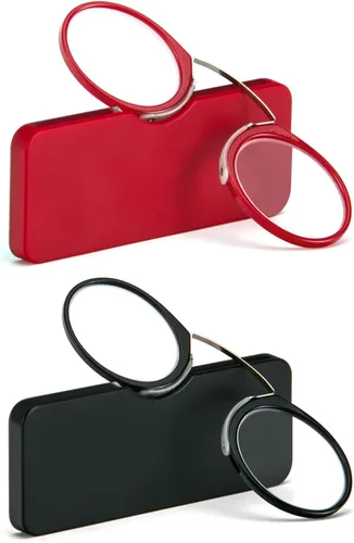 Vista 9 de REAVEE Paquete de 2 lentes de lectura con clip de nariz sin brazos para hombres y mujeres, sin sienes, delgados y compactos, ultra delgados con mini