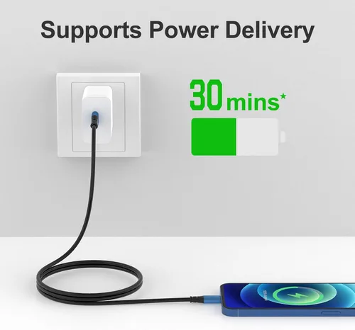 Vista 2 de SMALLElectric Paquete de 3 cargadores MFi para iPhone de 1 pie de cable Lightning corto Cable Lightning corto de 1 pie con certificación MFi