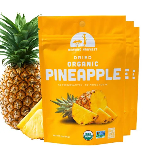Vista 35 de Mavuno Harvest Paquete variado de frutas secas orgánicas, mango seco, papaya, piña, plátano, yaca y mezcla tropical, saludable, vegano, sin azúcar