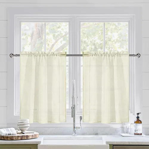 Vista 46 de DWCN Cortinas Transparentes Aqua de Voile Semitransparente con Bolsillo para Barra para Dormitorio y Sala de Estar, 36 x 36 pulgadas de Largo, Juego