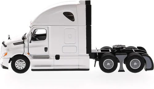 Vista 2 de Diecast Masters Freightliner Cascadia SBFA Tándem a escala 1:50 con durmiente de 72" Serie de transporte Modelo blanco perla 71027