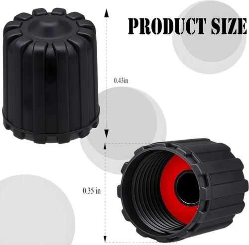Vista 64 de 10 piezas de tapas de válvula de neumático TPMS con vástago largo, tapas de válvula de rueda de plástico negro para TPMS TR20008, tapas de vástago