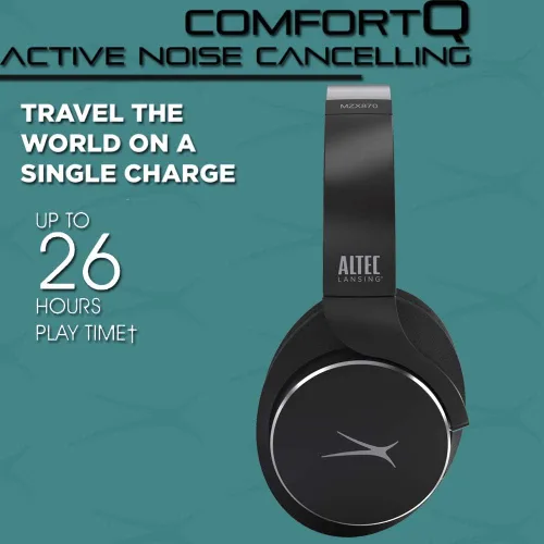 Vista 10 de Altec Lansing Comfort Q+ - Auriculares Bluetooth, cancelación activa de ruido, cómodos, silenciosos, con cancelación de ruido, hasta 26 horas