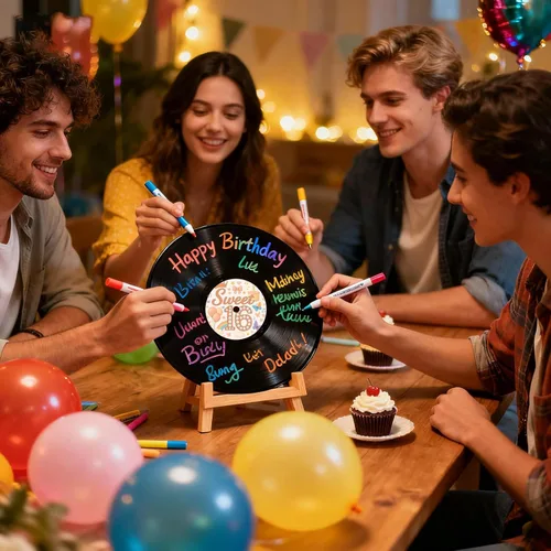 Vista 6 de Sweet 16th Birthday - Juego de libros de invitados de discos de vinilo para cumpleaños – Dulces dieciséis decoraciones y regalos para niñas