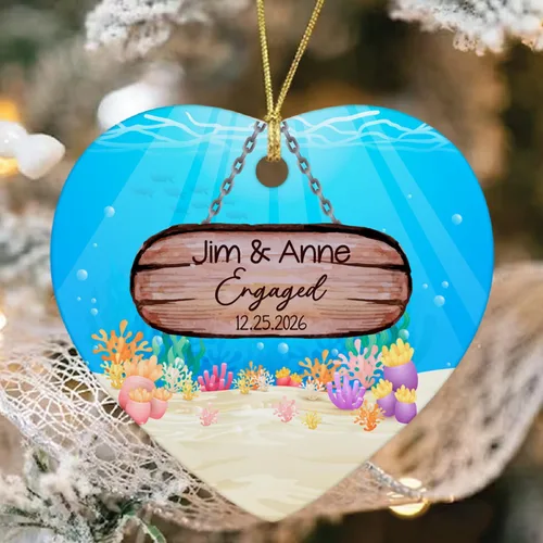 Vista 20 de Just Married - Regalo de recuerdo para recién casados, adorno de boda personalizado en la playa con nombres y fecha