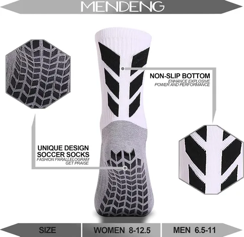 Vista 4 de MENDENG Calcetines antideslizantes de fútbol para hombre, calcetines de hospital antideslizantes para entrenamiento, calcetines atléticos