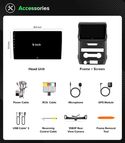 Vista 9 de Estéreo de coche Android 13 de 9 pulgadas para Ford F150 2009-2014 (solo CA manual), unidad principal inalámbrica CarPlay Android Auto con dos
