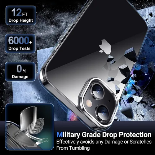 Vista 3 de Funda transparente compatible con iPhone 15 Plus, antiamarilleo, protección contra caídas de grado militar, antiarañazos, delgada, pero protectora