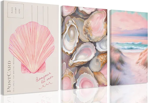 Vista 20 de HNNXAR Amalfi Coast - Lienzo decorativo para pared, pintura italiana de playa, pintura artística italiana, fruta, champán, juego de 3, decoración