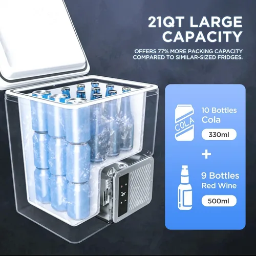 Vista 4 de LiTHELi Paquete Congelado 12V Refrigerador de Coche y Enfriador Eléctrico Portátil, 20L/21QT con 1 Batería U20, -4~68℉ Refrigerador Congelador