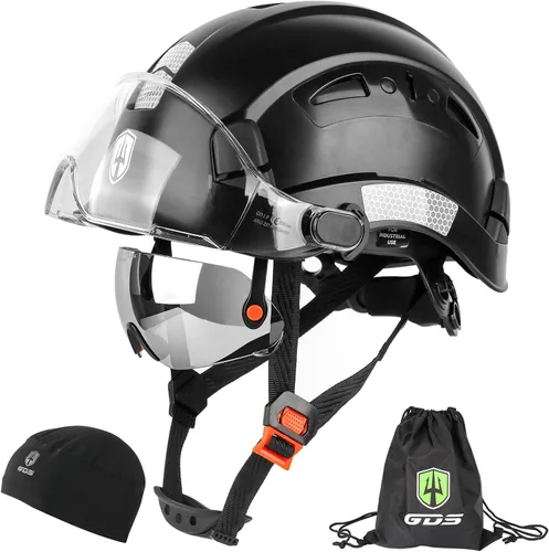 Vista 13 de GREEN DEVIL Casco de seguridad con visera tintada y transparente con ventilación Casco de construcción ABS Cascos de construcción para hombres