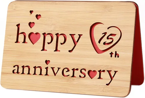 Vista 35 de Tarjeta de felicitación de madera para el primer aniversario, hecha a mano, 1 año, aniversario de boda, tarjeta de primer aniversario para ella, él