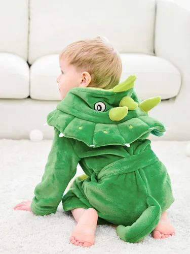 Vista 6 de LOLANTA Boys' Girls' Hooded Flannel Bathrobes Kids Soft Sleepwear Dinosaur Dressing Gown Gift