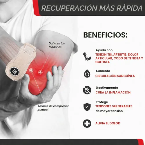 Vista 2 de Sleeve Stars - Codera de Codo de Tenis para Mujeres - Correa de Tenis Ajustable, Codera de Codo de Golfista para Hombres, Contrafuerza para Codo