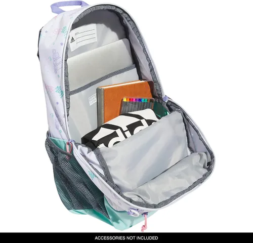 Vista 3 de adidas Mochila Young BTS Creator 2, Icon Brand Love BlancoFlash Aqua AzulPúrpura Claro, Mochila Creator 2