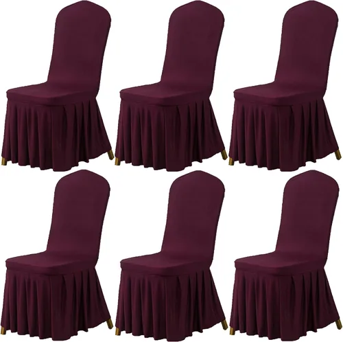 Vista 17 de Dimatic Juego de 2 fundas elásticas para sillas de comedor, fundas Parsons con falda, de elastano súper ajuste, funda protectora de asiento para Azul